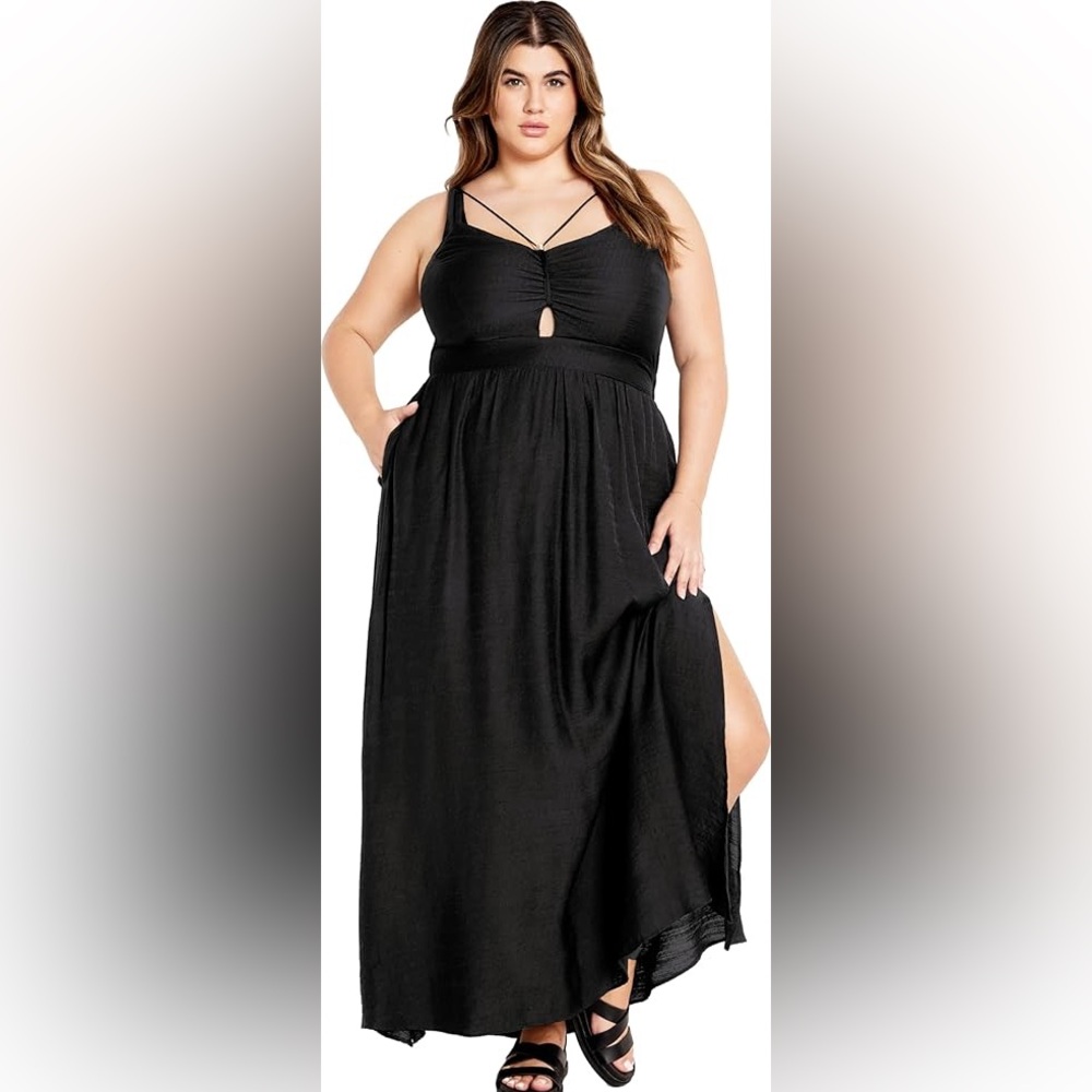 City Chic Iman Maxi Dress black 18W NWT